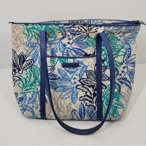 Vera Bradley Santiago Commuter Quilted Tote Bag - Blue and Green